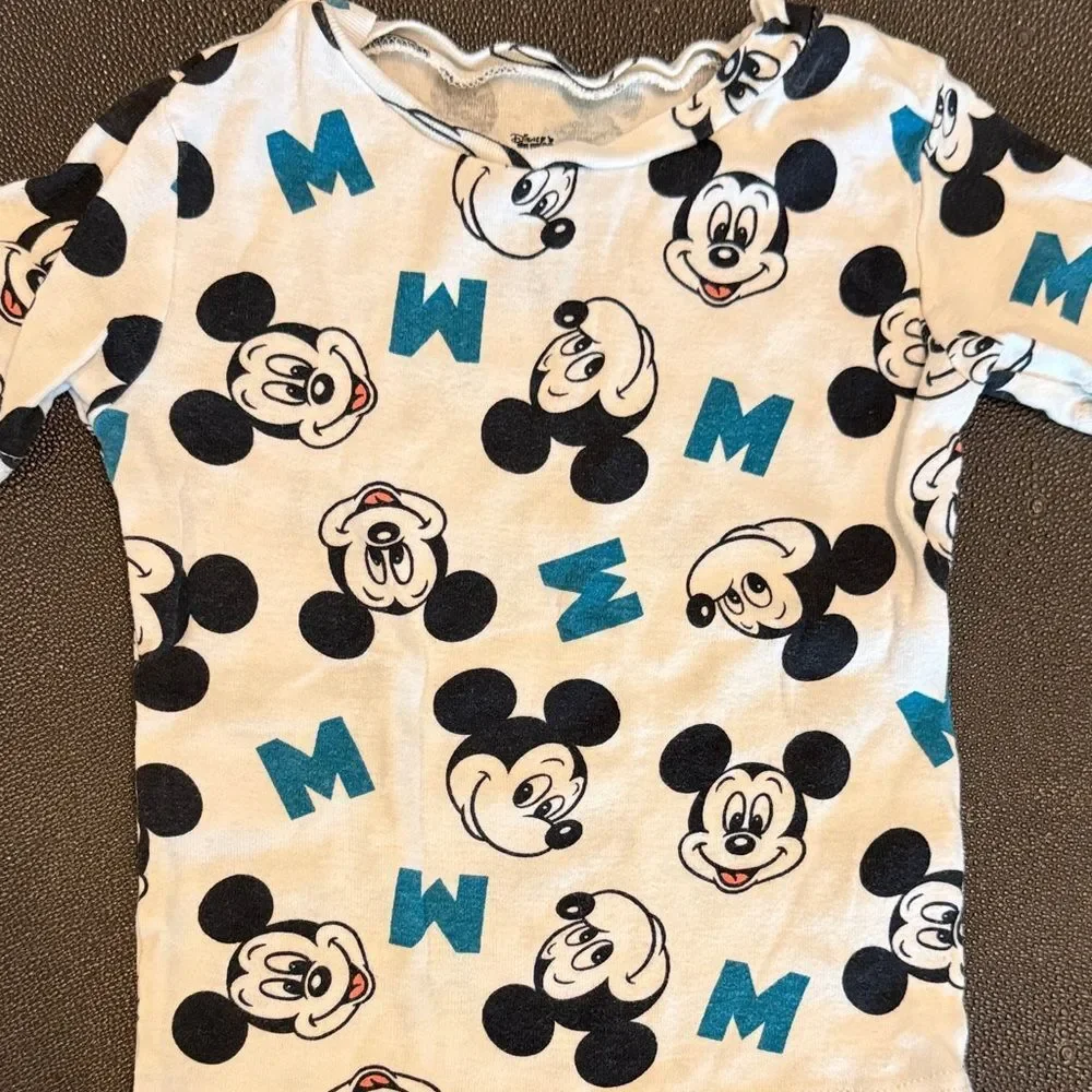 Disney Mickey & Friends Pajama Set - Teal and White bundle of two size 6
